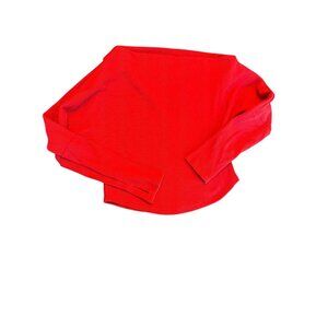 We The Free Red Ribbed Long Sleeve Cropped Boatneck Top XS